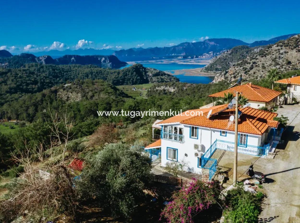 Villa Zum Verkauf In Gokbel, Dalyan, Muğla, Mit Vollem Blick Auf Den Strand Von Iztuzu Und Das Mittelmeer