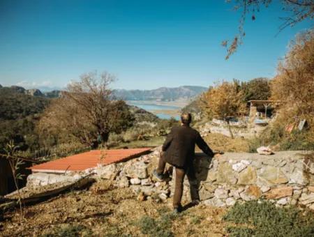 Villa Zum Verkauf In Gokbel, Dalyan, Muğla, Mit Vollem Blick Auf Den Strand Von Iztuzu Und Das Mittelmeer