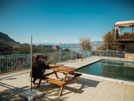 Villa Zum Verkauf In Gokbel, Dalyan, Muğla, Mit Vollem Blick Auf Den Strand Von Iztuzu Und Das Mittelmeer