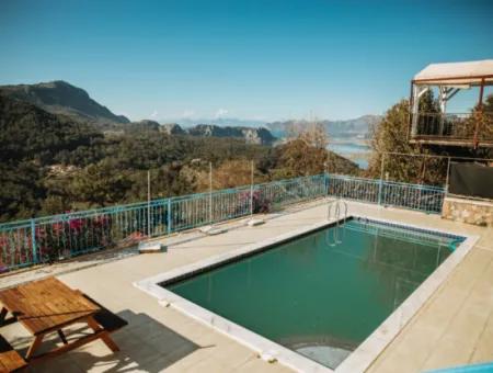 Villa Zum Verkauf In Gokbel, Dalyan, Muğla, Mit Vollem Blick Auf Den Strand Von Iztuzu Und Das Mittelmeer