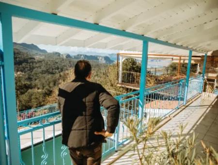 Villa Zum Verkauf In Gokbel, Dalyan, Muğla, Mit Vollem Blick Auf Den Strand Von Iztuzu Und Das Mittelmeer