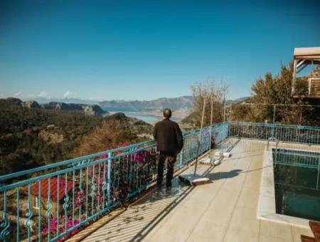 Villa Zum Verkauf In Gokbel, Dalyan, Muğla, Mit Vollem Blick Auf Den Strand Von Iztuzu Und Das Mittelmeer